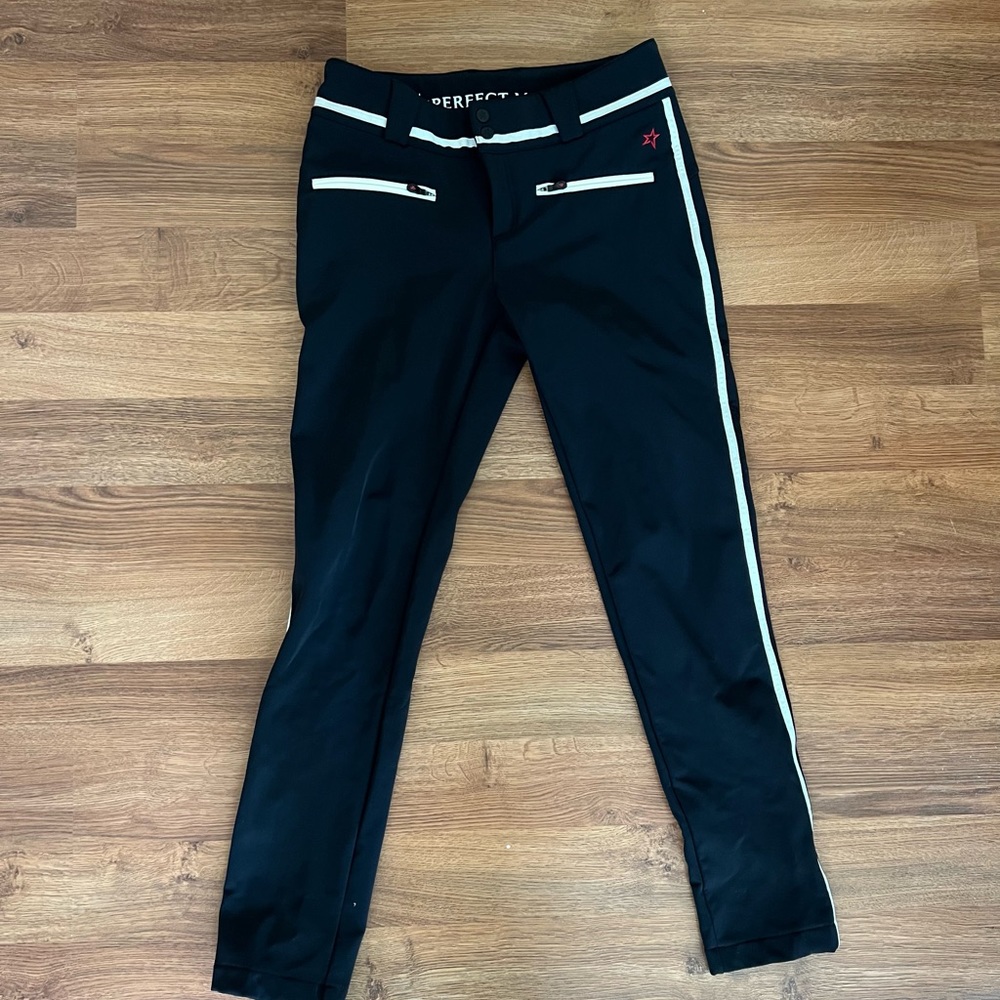 Perfect Moment Aurora II Skinny Pants, Size M, Black with White Stripe